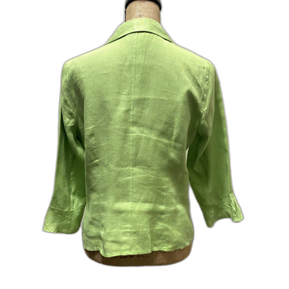 Talbots Petites Irish Linen Blazer Lightweight Lime Green Summer Size 10P - Picture 2 of 4